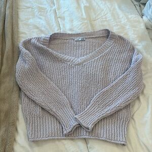 Off the shoulder lavender knit sweater